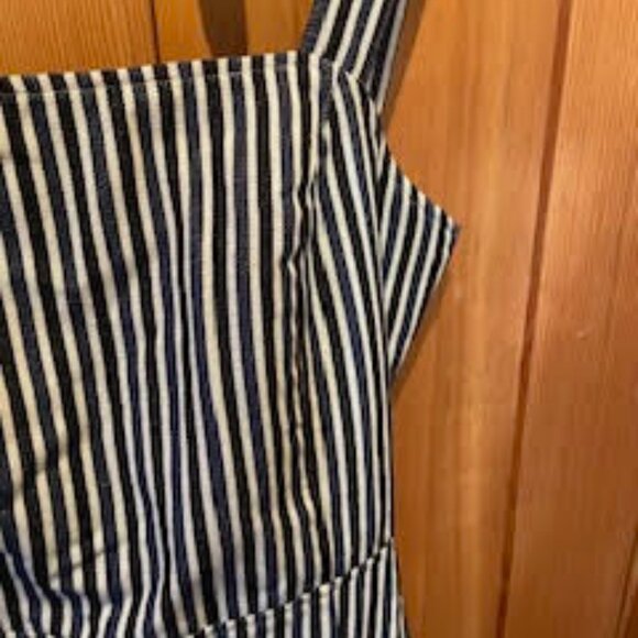 Anthropologie Mo:Vint Stripe Cut Out Midi Dress Stripe BackTie Anthropologie M - Picture 9 of 11